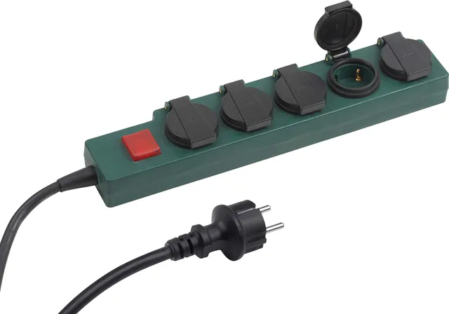meister-steckdosenleiste-5-fach-1-4-m-kabel-ip44-mit-schalter-gr-n image 1