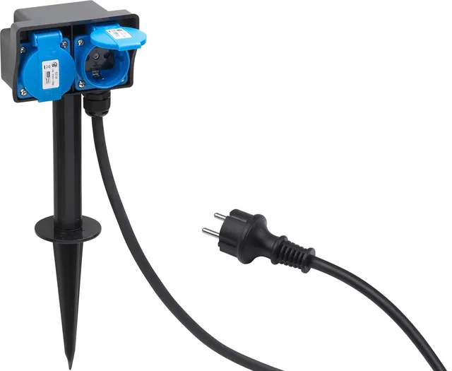 meister-stromverteiler-2-fach-1-4-m-mit-erdspie-ip44 image 1