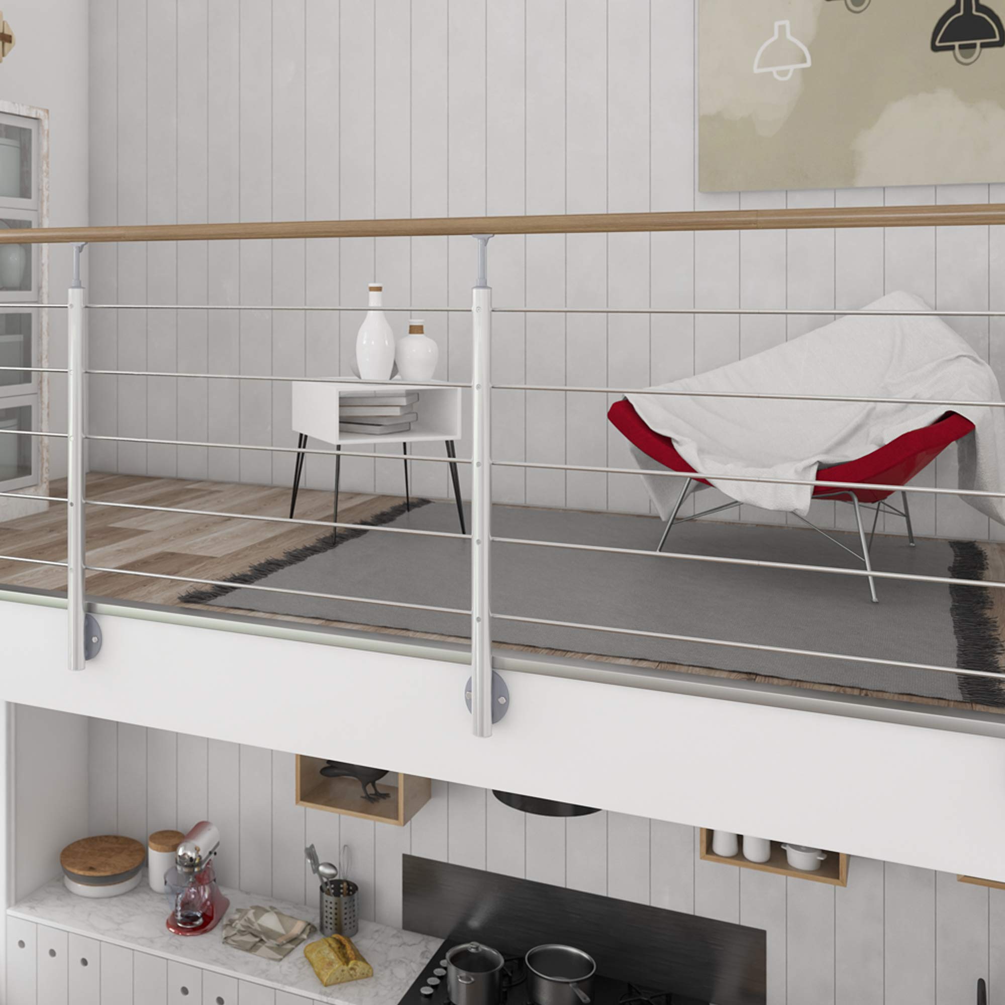 dolle-gel-nder-set-aluminium-150-cm-mit-eiche-handlauf-seitenmontage image 2