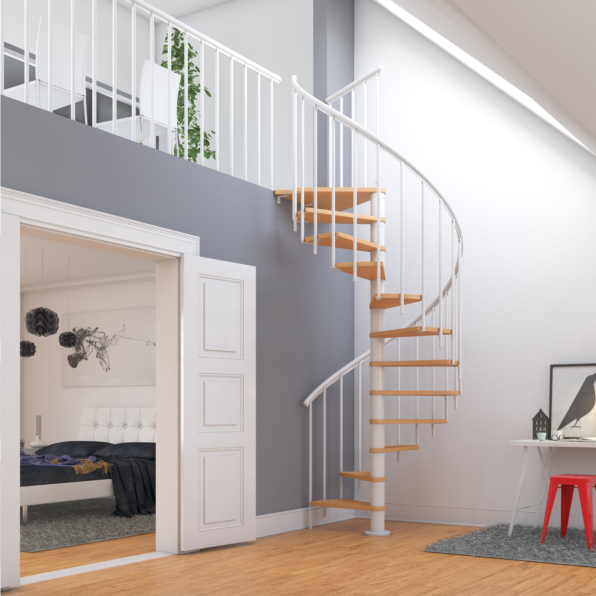 dolle-spindeltreppe-montreal-120-cm-buche-wei-252-282-cm image 2