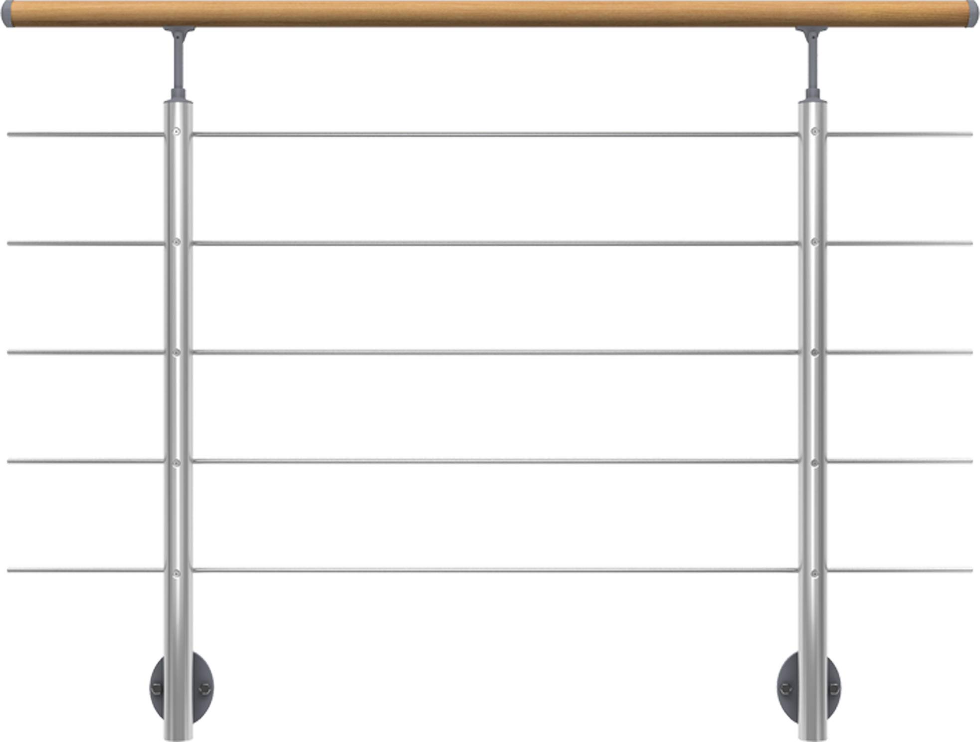 dolle-gel-nder-set-aluminium-150-cm-mit-eiche-handlauf-seitenmontage image 1