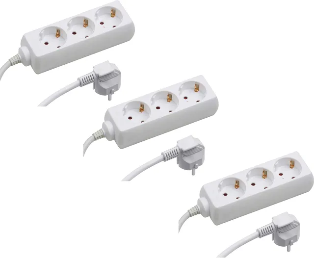 meister-steckdosenleiste-tido-3-fach-wei-3er-set-mit-3-m-kabel-ip20 image 1