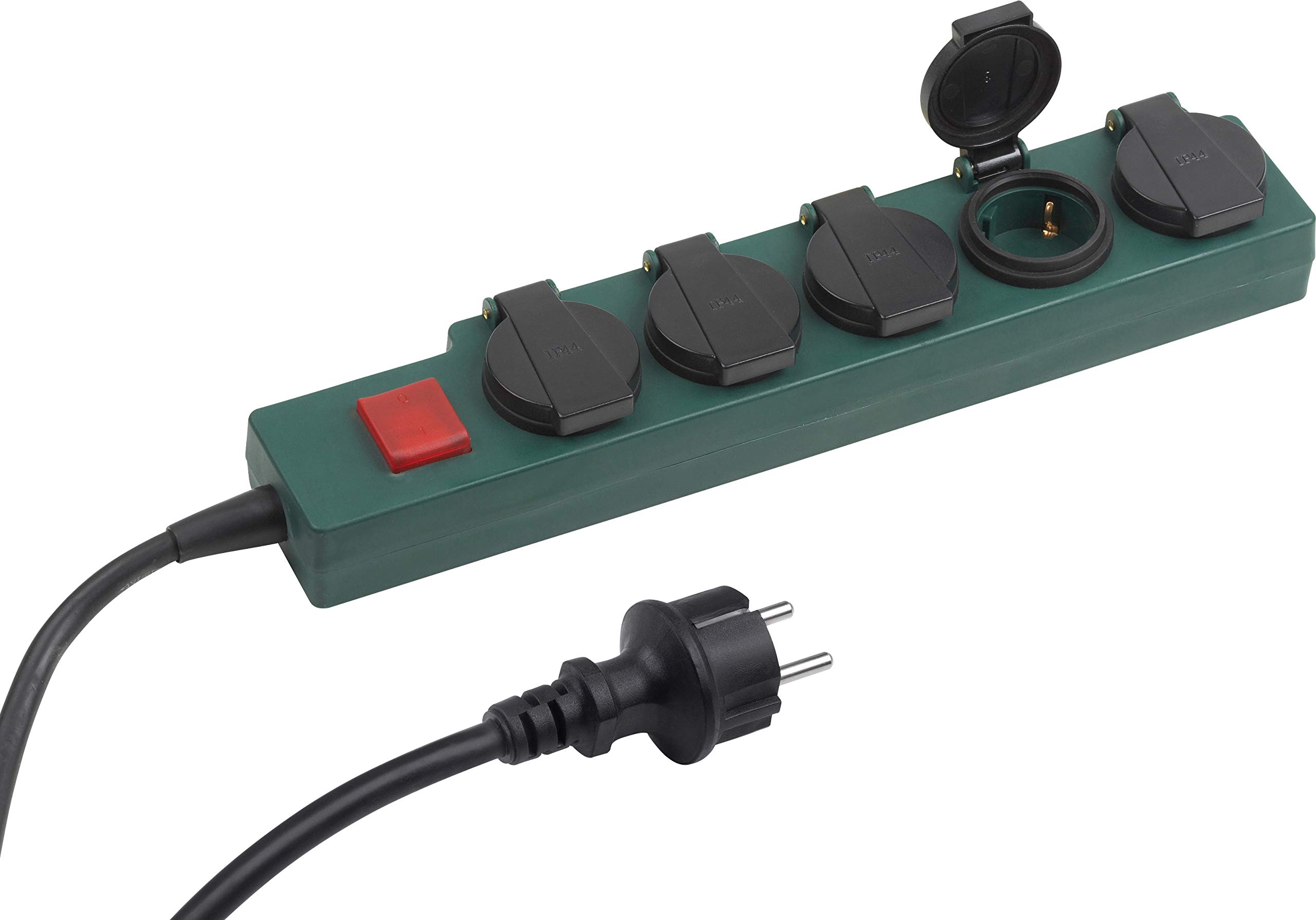 meister-steckdosenleiste-5-fach-1-4-m-kabel-ip44-mit-schalter-gr-n image 1