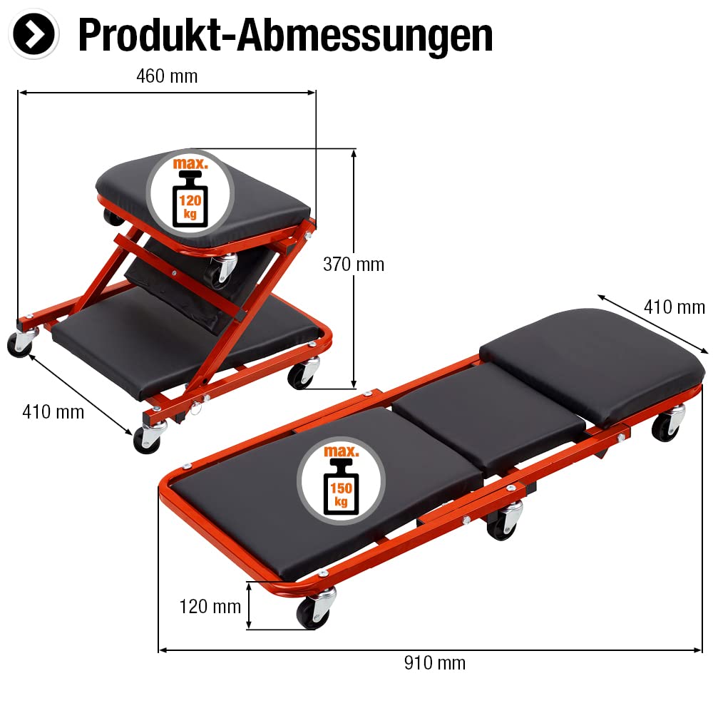 meister-montage-rollbrett-2-in-1-werkstattliege-und-rollhocker-bis-150-kg-898590 image 3