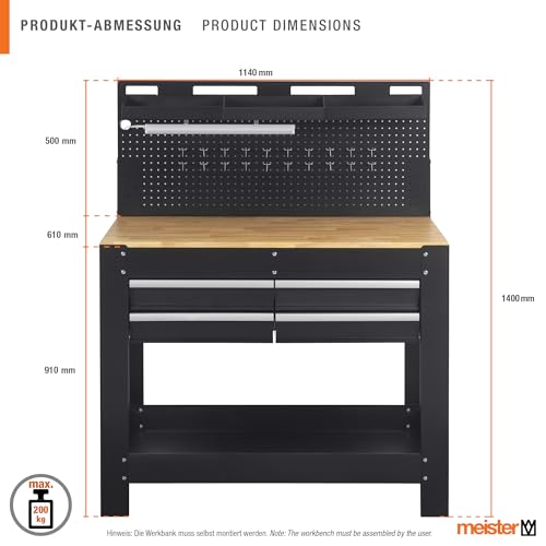 meister-werkbank-1400-x-610-mm-200-kg-mit-led-und-steckdosenleiste image 8