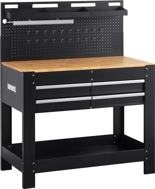 meister-werkbank-1400-x-610-mm-200-kg-mit-led-und-steckdosenleiste image 1