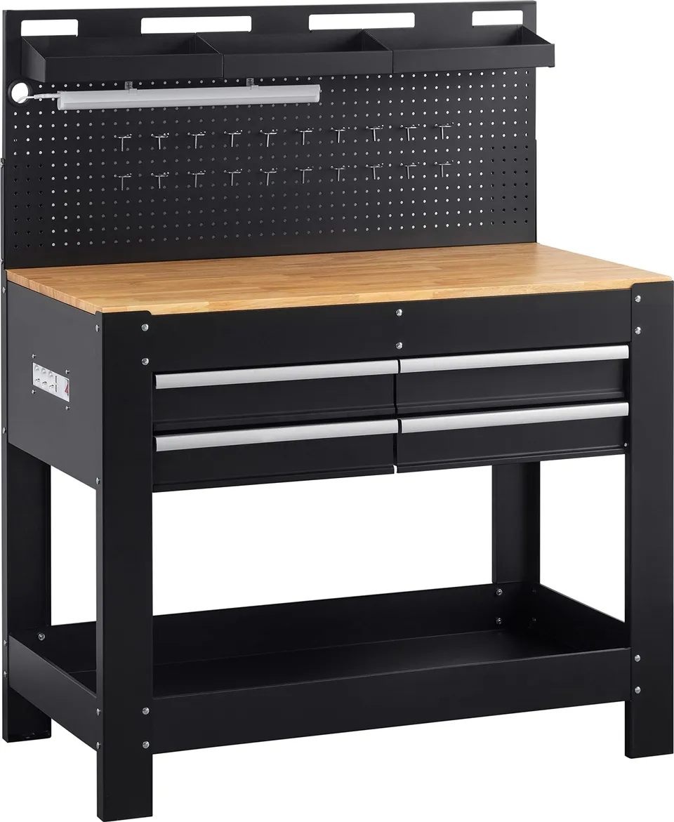 meister-werkbank-1400-x-610-mm-200-kg-mit-led-und-steckdosenleiste image 1