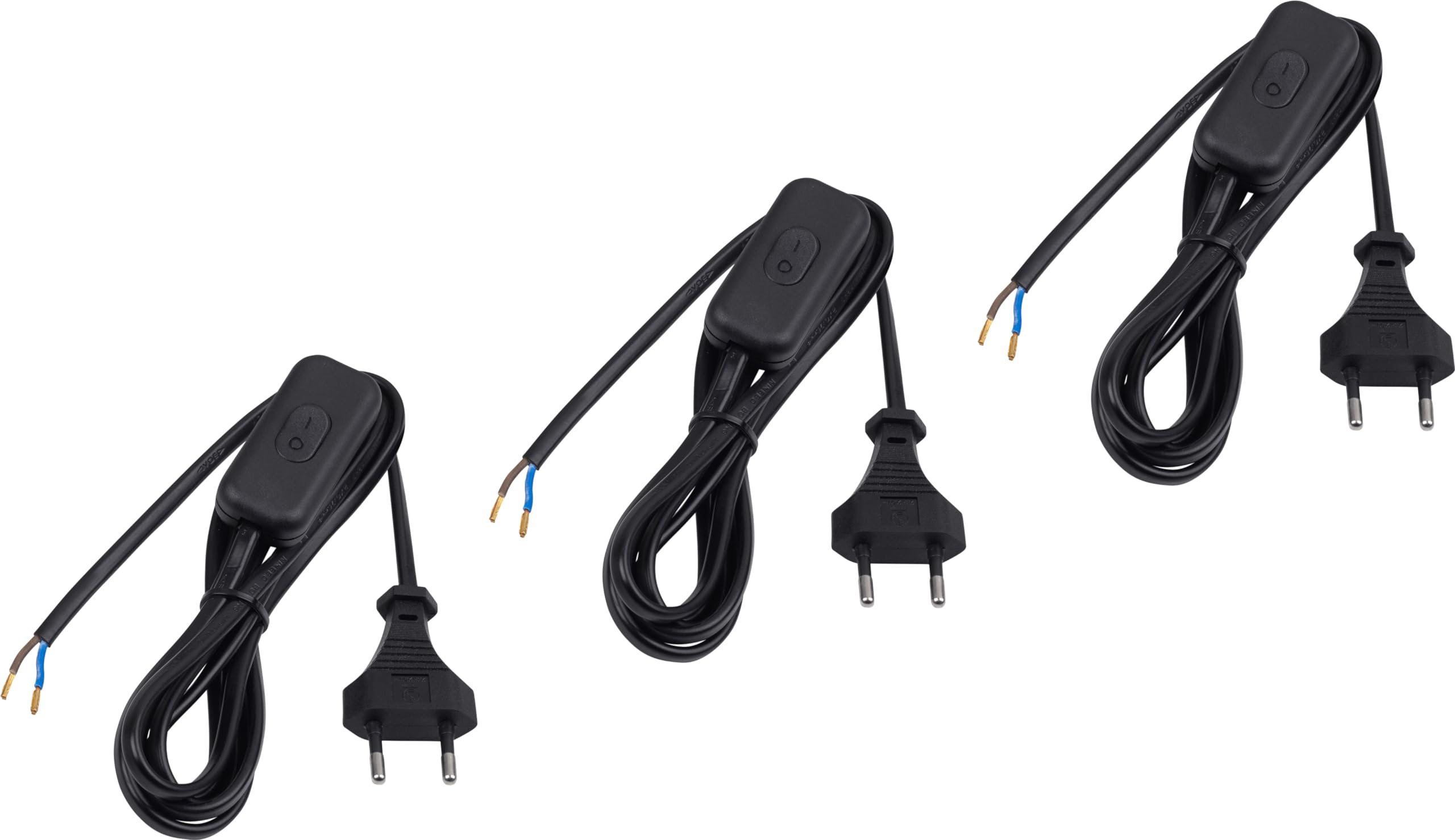 meister-euro-zuleitung-mit-schalter-2-m-schwarz-3er-set-h03vvh2-f-2x0-75-ip20 image 1